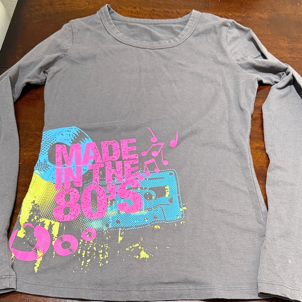 Girls' 'Made in the 80's' Gray Graphic Long Sleeve Top 🩶
